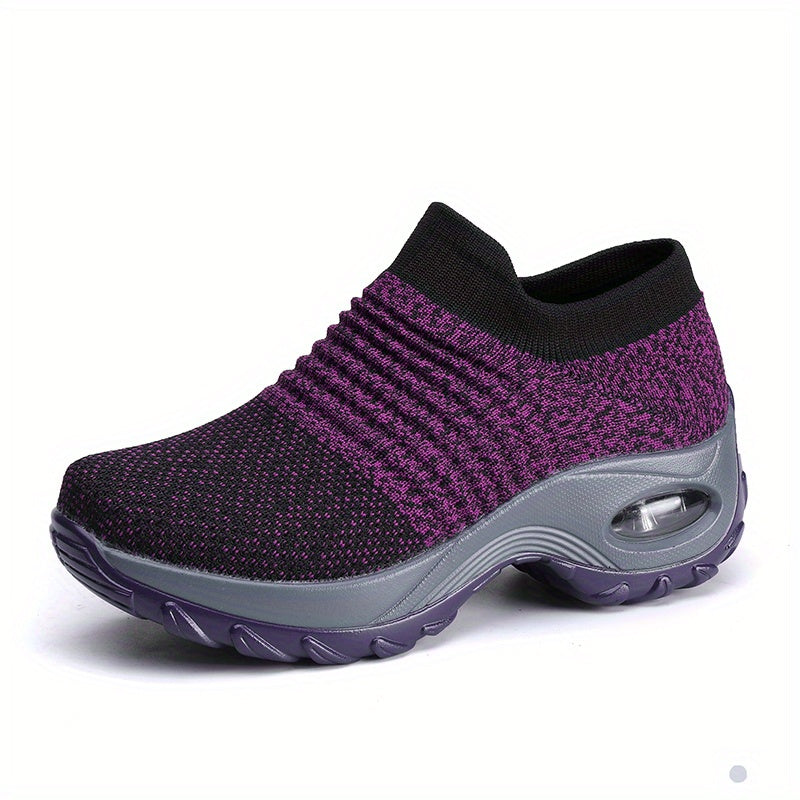 Lightweight Knit Slip-On Sneakers with Air Cushion Sole