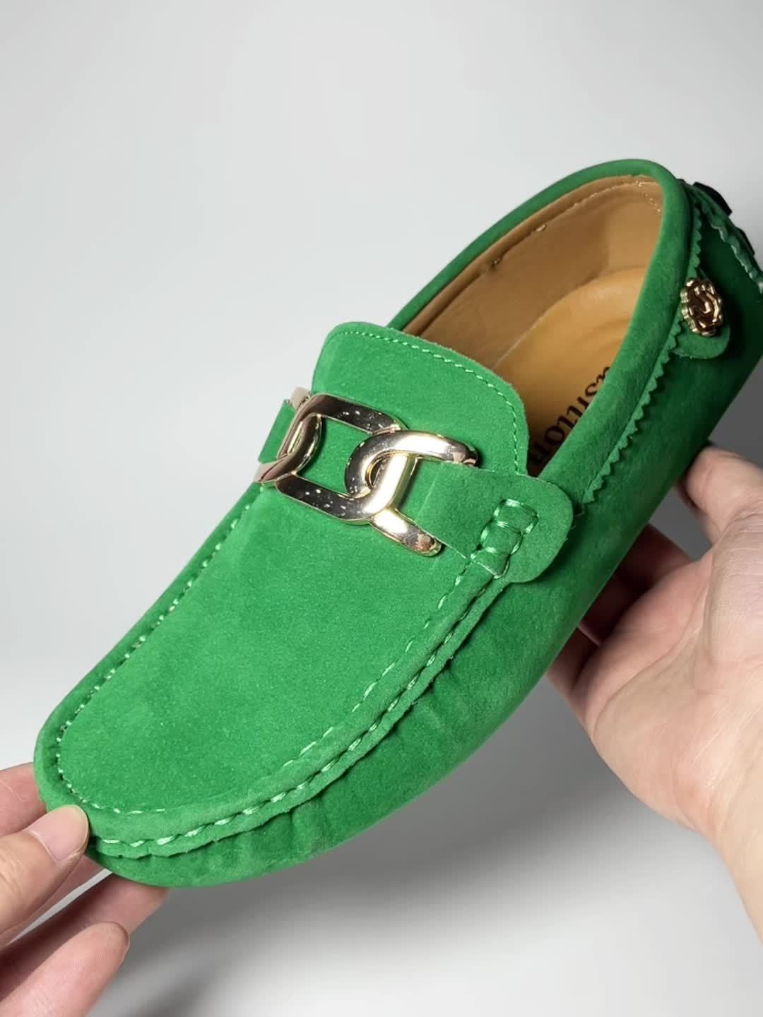 Light Blue Loafers with Golden Buckle - Comfortable Slip-On Casual Shoes