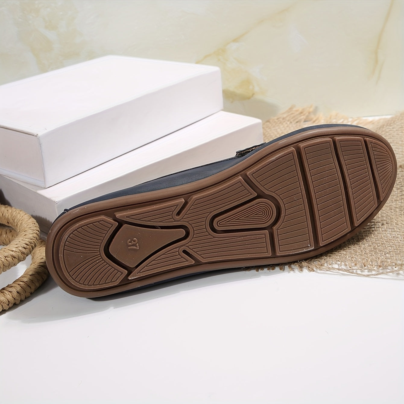 Women's Slip-On Loafers - Comfortable Flat Shoes with Metallic Buckle