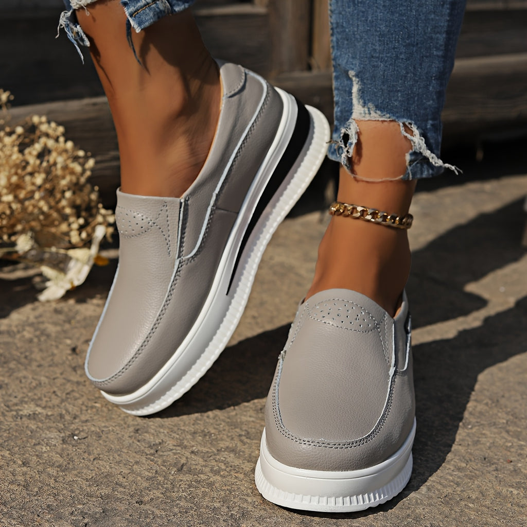 Women's Lightweight Slip-On Loafers - Comfortable Casual Shoes in White