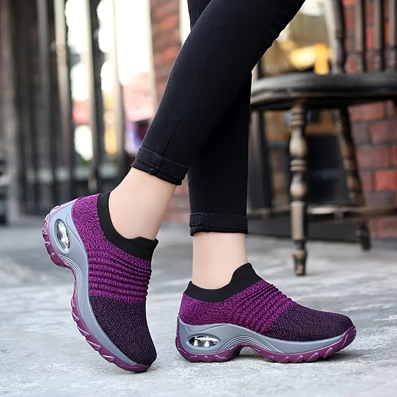 Lightweight Knit Slip-On Sneakers with Air Cushion Sole
