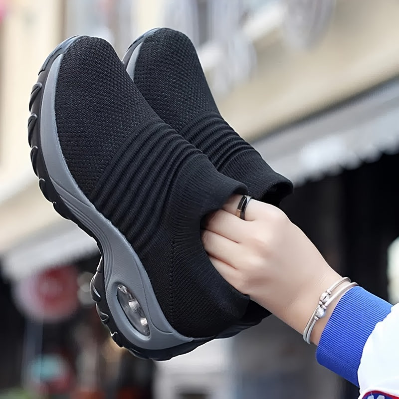 Lightweight Knit Slip-On Sneakers with Air Cushion Sole