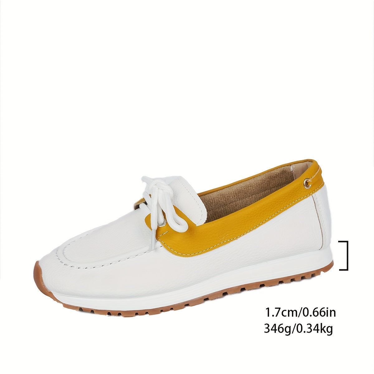 Women's Slip-On Loafers - White & Mustard Casual Shoes with Rubber Sole