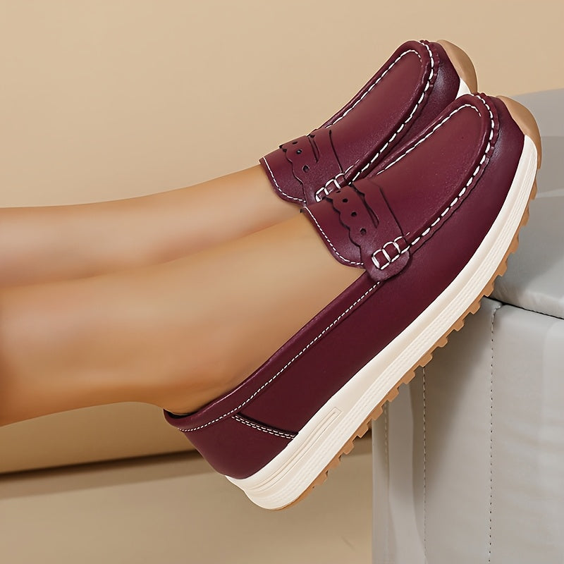 Women's Slip-On Loafers with Non-Slip Sole - Casual Round Toe Shoes for Everyday Comfort