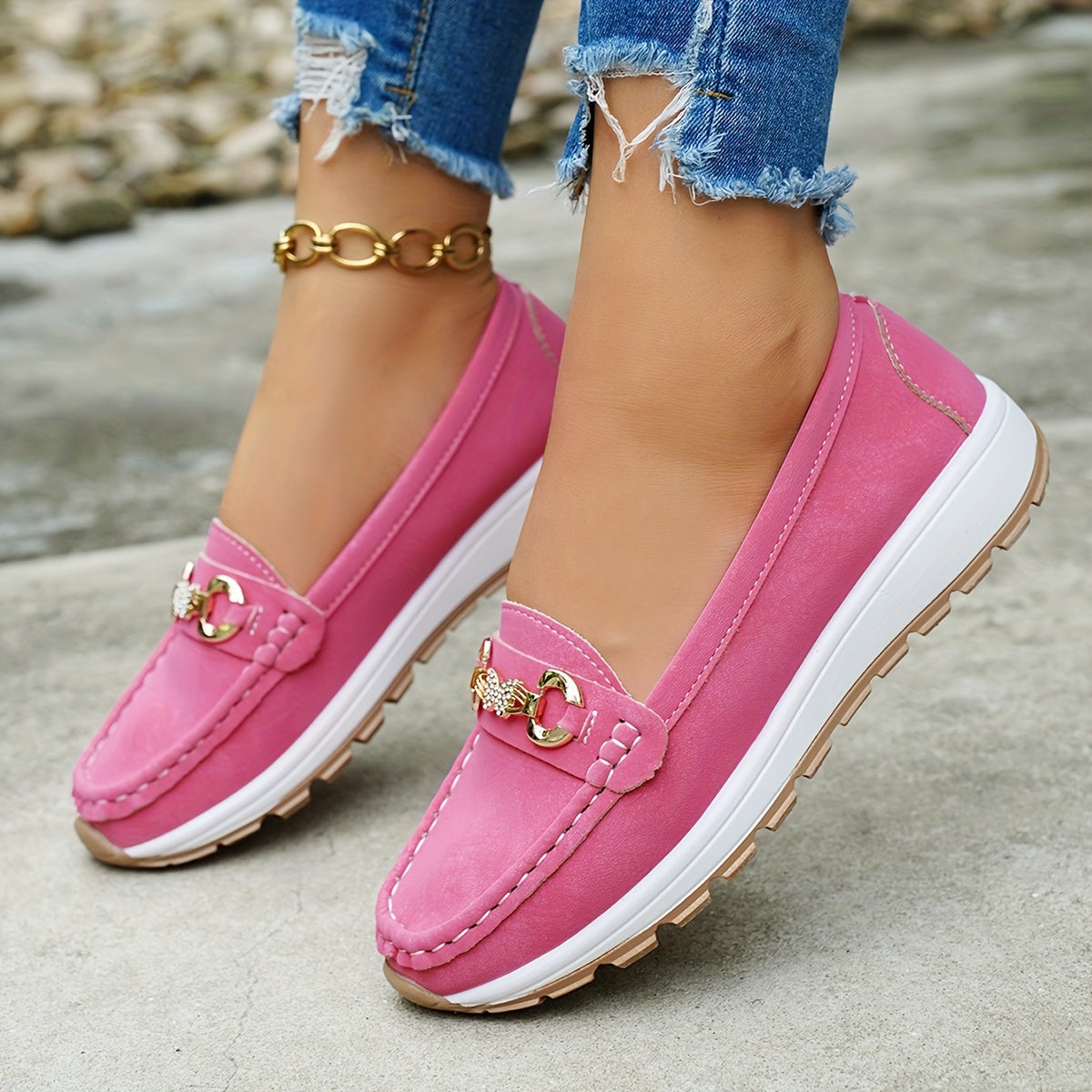 Stylish Women's Slip-On Loafers - Comfortable Casual Shoes for All Seasons