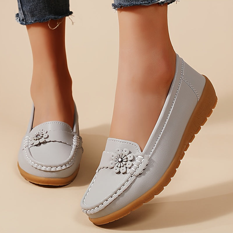 Lightweight Women's Floral Flat Loafers - Casual Slip-On Shoes