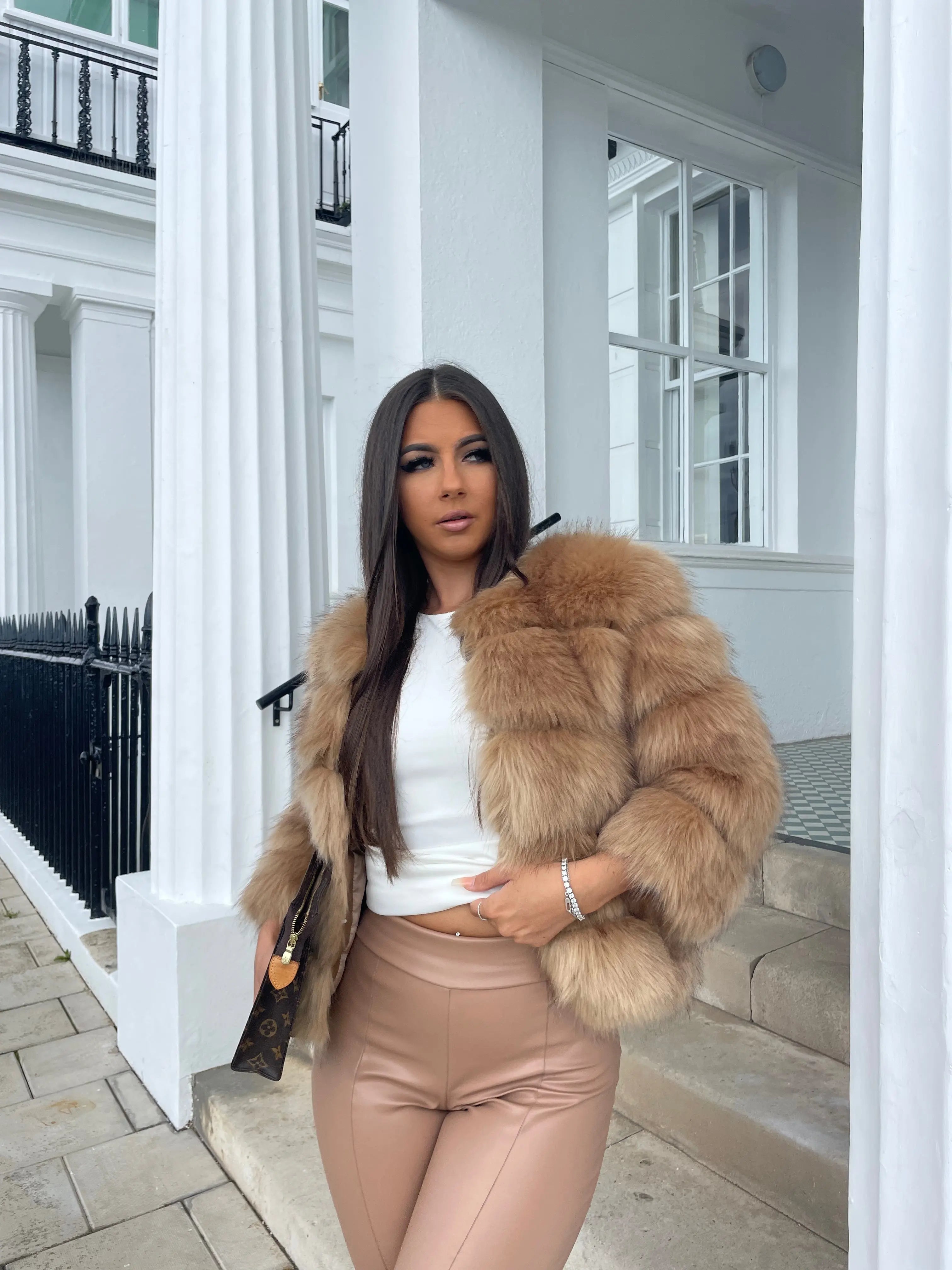 Fashion look with glamorous faux fur coat