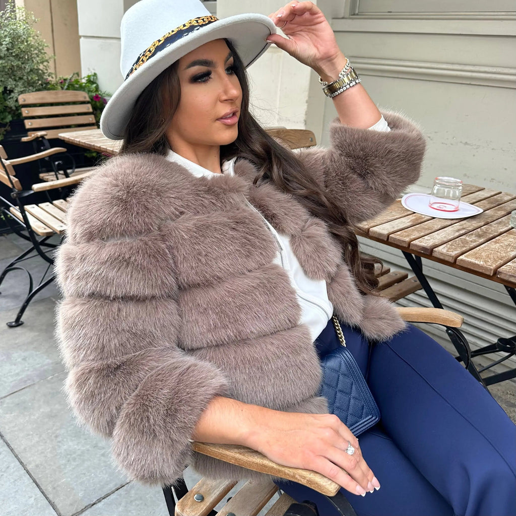 Faux fur coat styled for special occasion