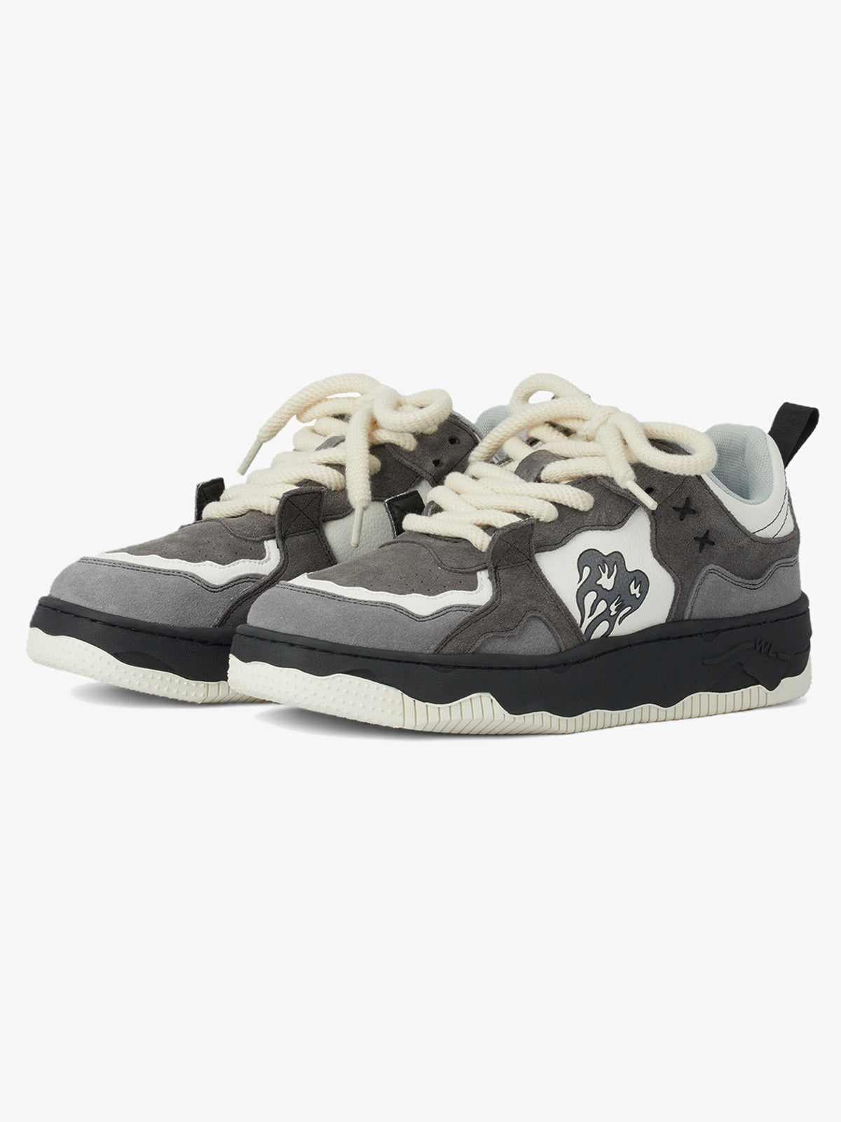 Men’s grey suede chunky sneakers front view
