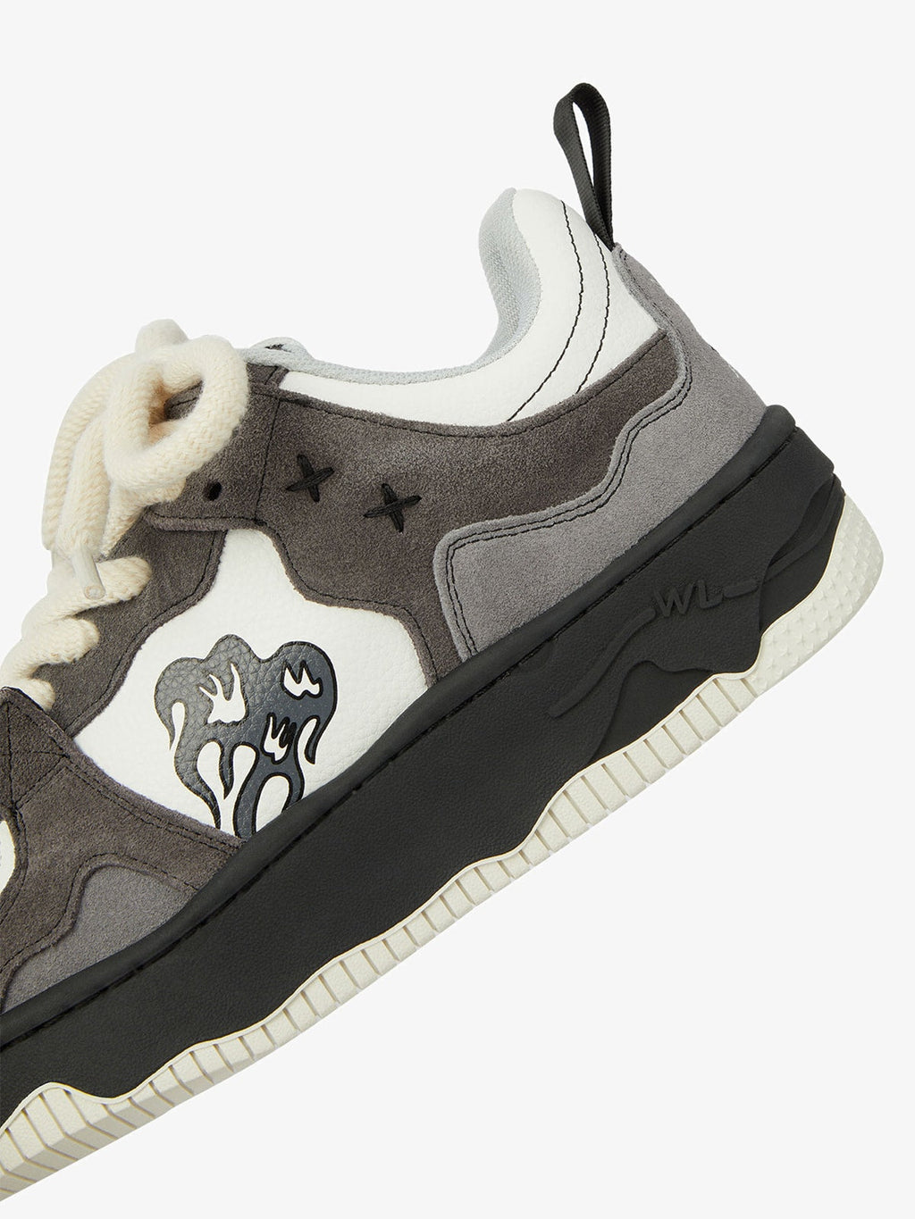 Pair of men’s grey suede chunky sneakers