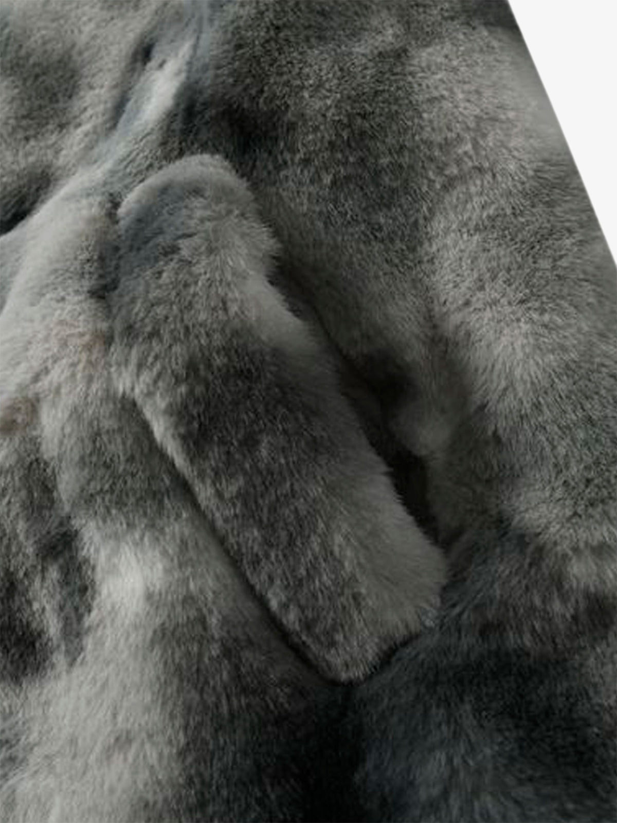 Men’s grey tie-dye faux fur jacket styled for streetwear