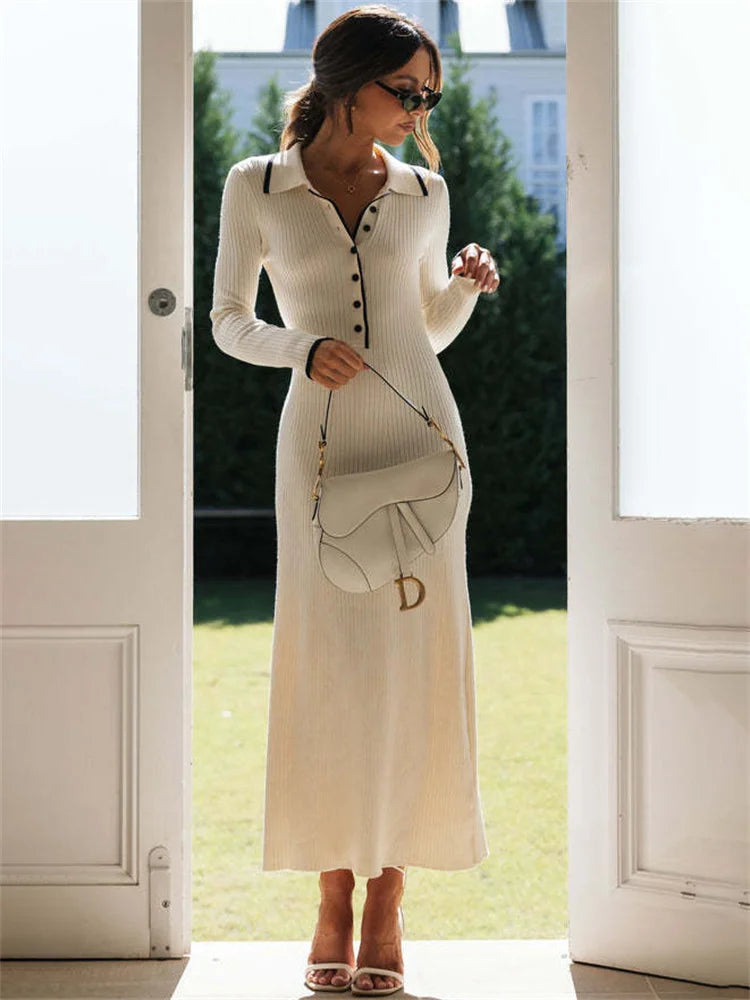 Fashionable women’s long sleeve knit dress