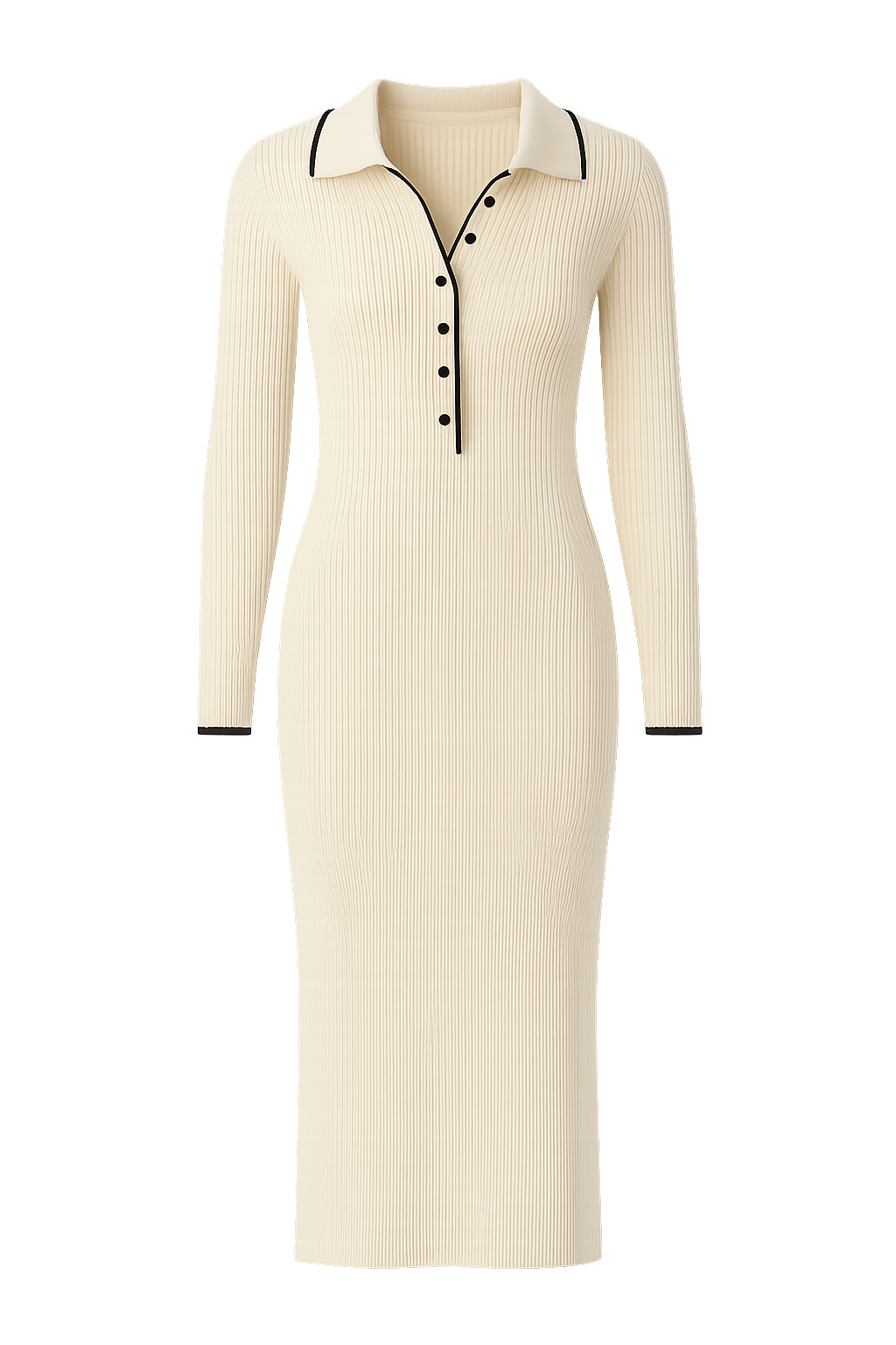 Women’s long sleeve knit sweater dress front view
