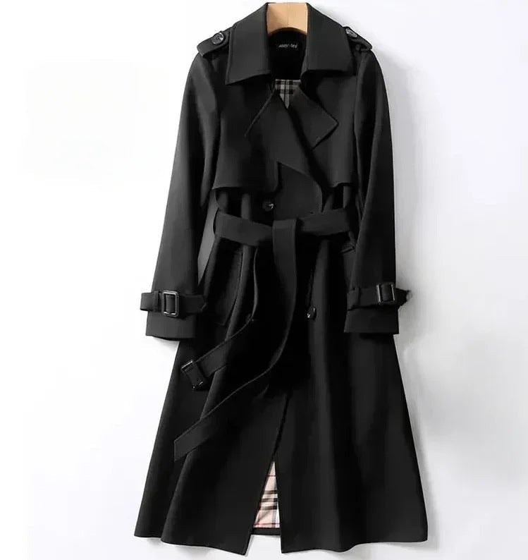 Side profile of women’s trench coat